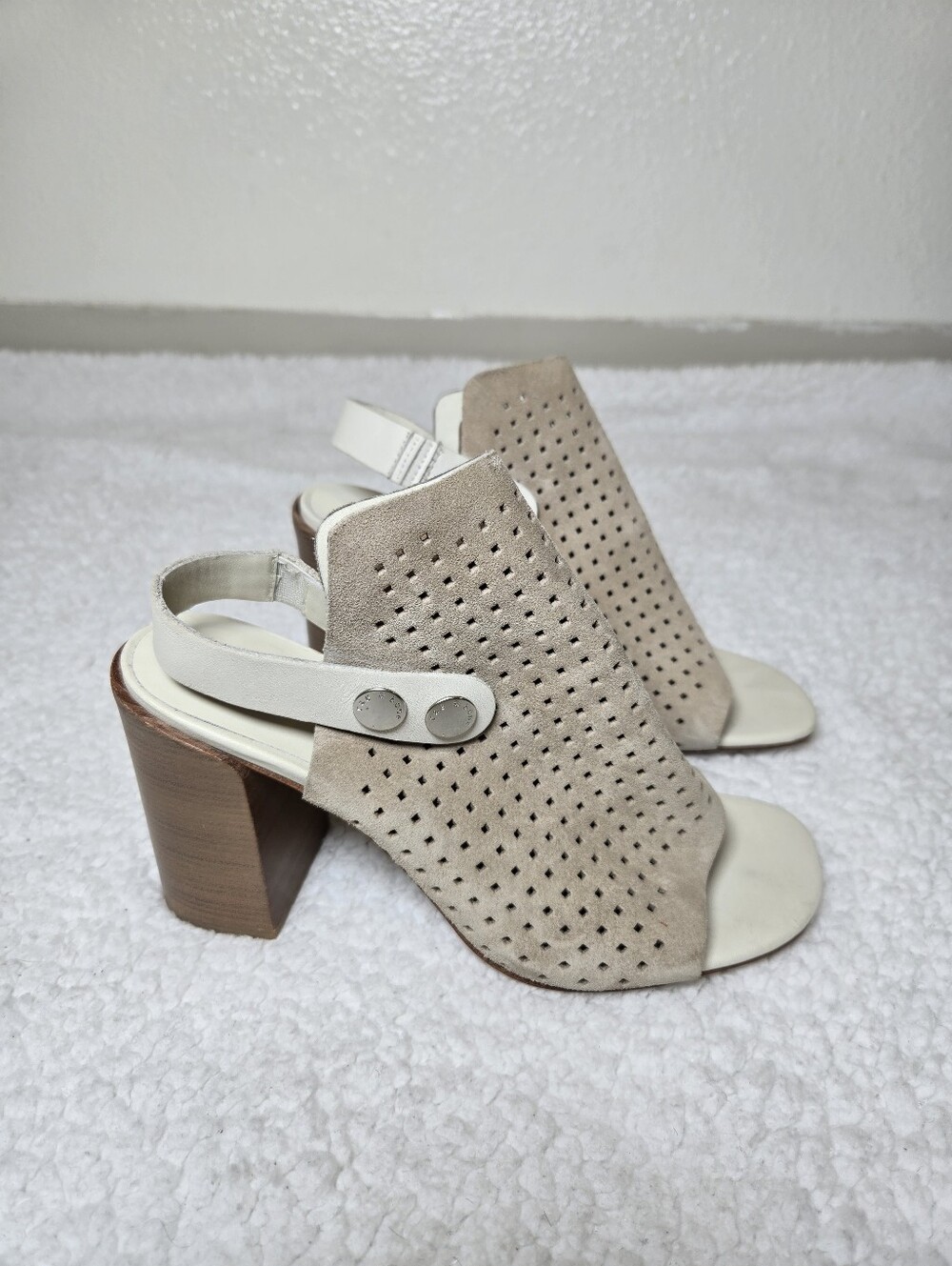rag & bone perforated block heel sandal /38.5 Leather Slingback Open Toe